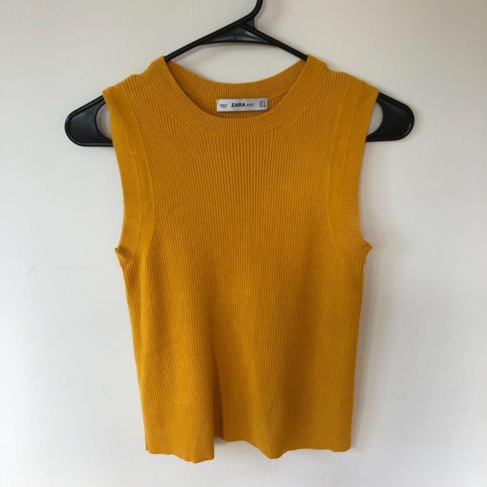 Mustard Yellow Zara Ribbed Knit Sleeveless Tank